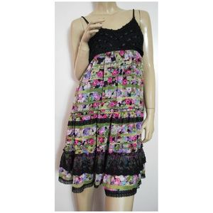 M60 Miss Sixty Flounced Floral Babydoll Dress Sz 8.